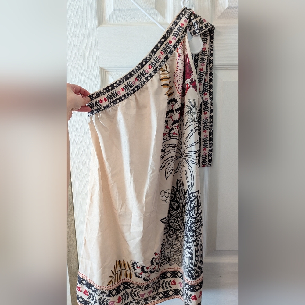 SHEIN Cream and Black Floral Dress